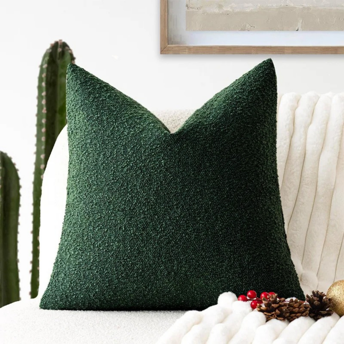 Bouclé Kussenhoes Met Luxe Textuur En Compact Modern Ontwerp