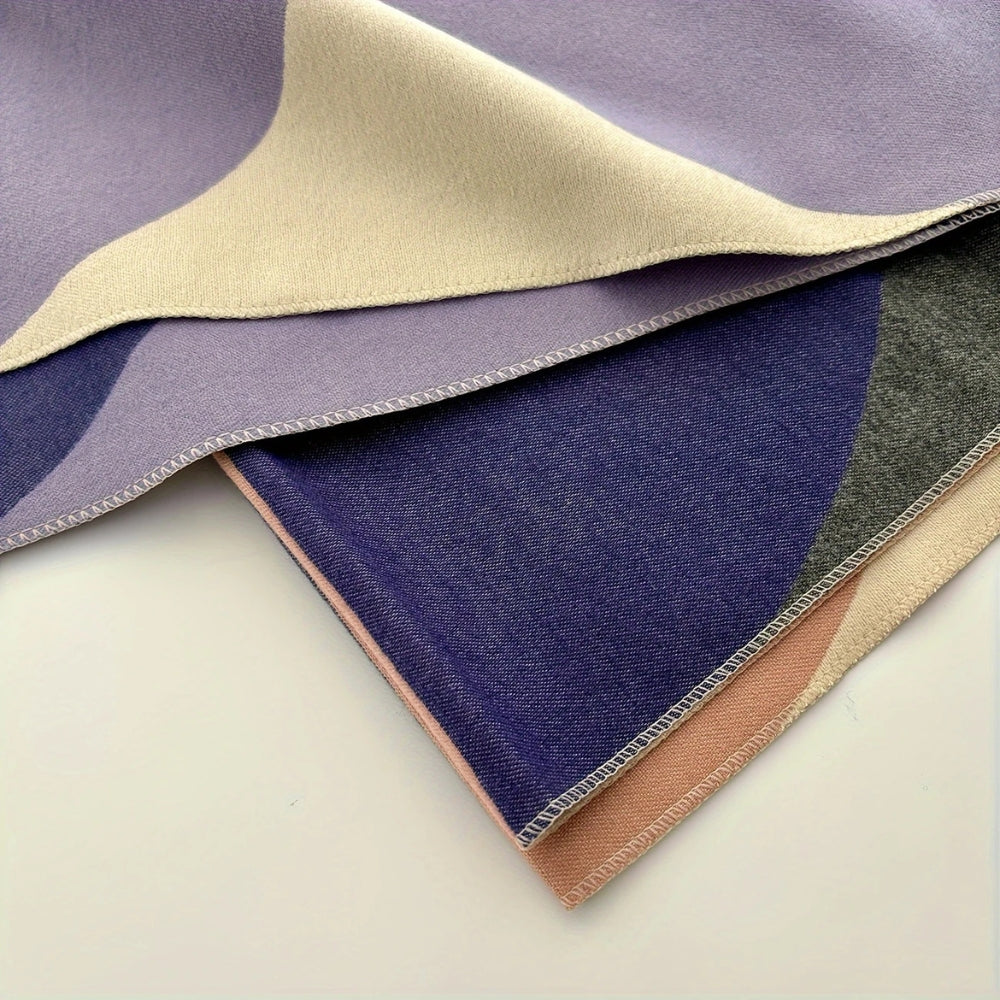 Omkeerbare Ponchosjaal Met Geometrisch Patroon Voor Herfst En Winter