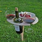 Opvouwbare houten picknickhouder voor fles en glazen