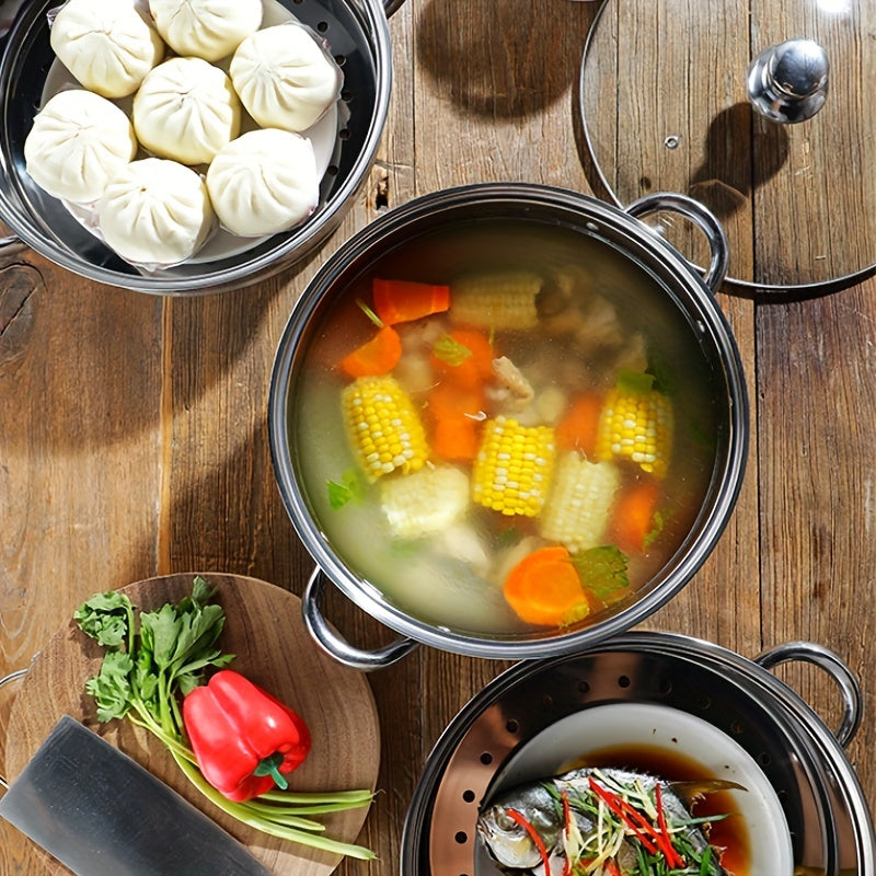 3-Laagse Stoompan Van Roestvrij Staal Voor Gezond En Efficiënt Koken