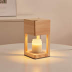 Houten Tafellamp met Warme LED‑Sfeerverlichting en Waxverwarmer