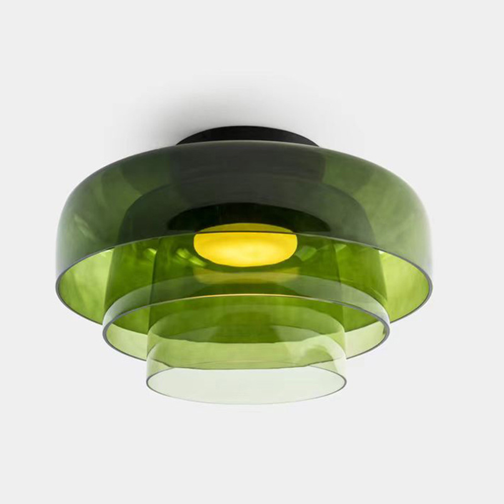 Glazen Plafondlamp Met Gelaagde Vorm En Moderne Sfeerverlichting