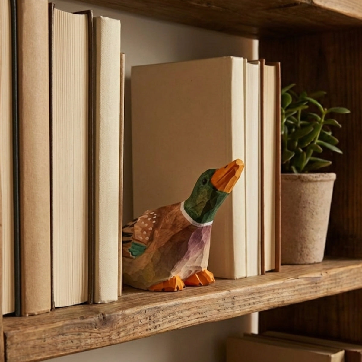 Handgesneden Houten Eend met Karaktervolle Vormgeving