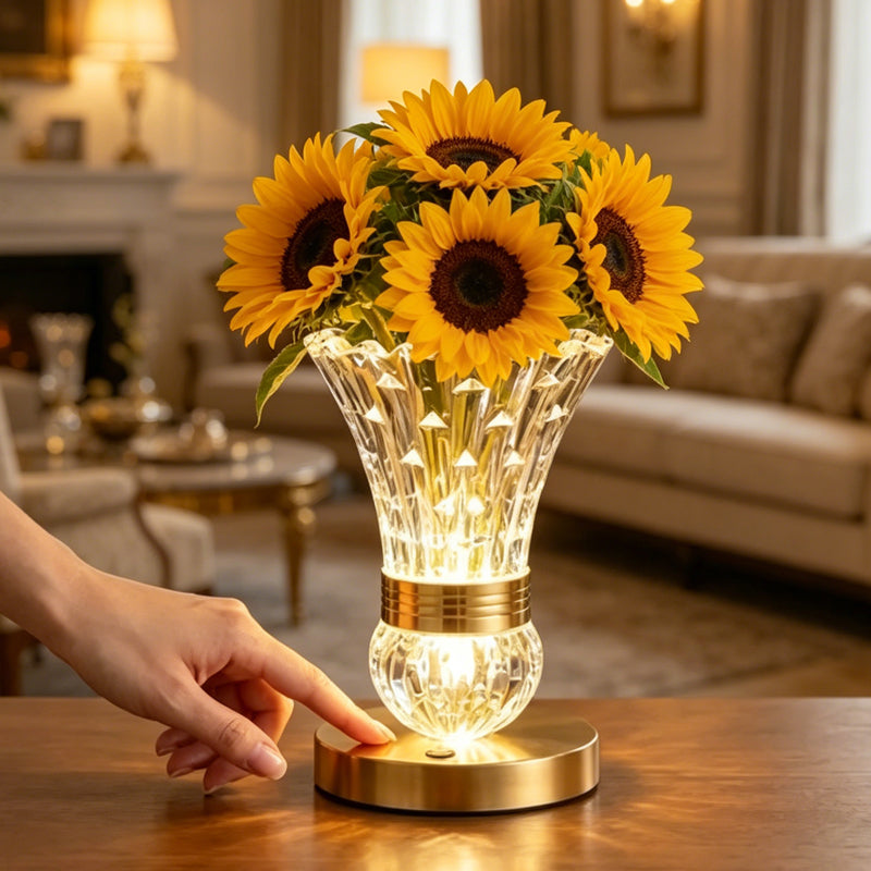 Vaaslamp met Kristalheldere Body en Warm LED‑Licht