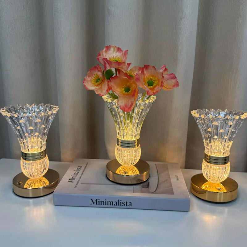 Vaaslamp met Kristalheldere Body en Warm LED‑Licht