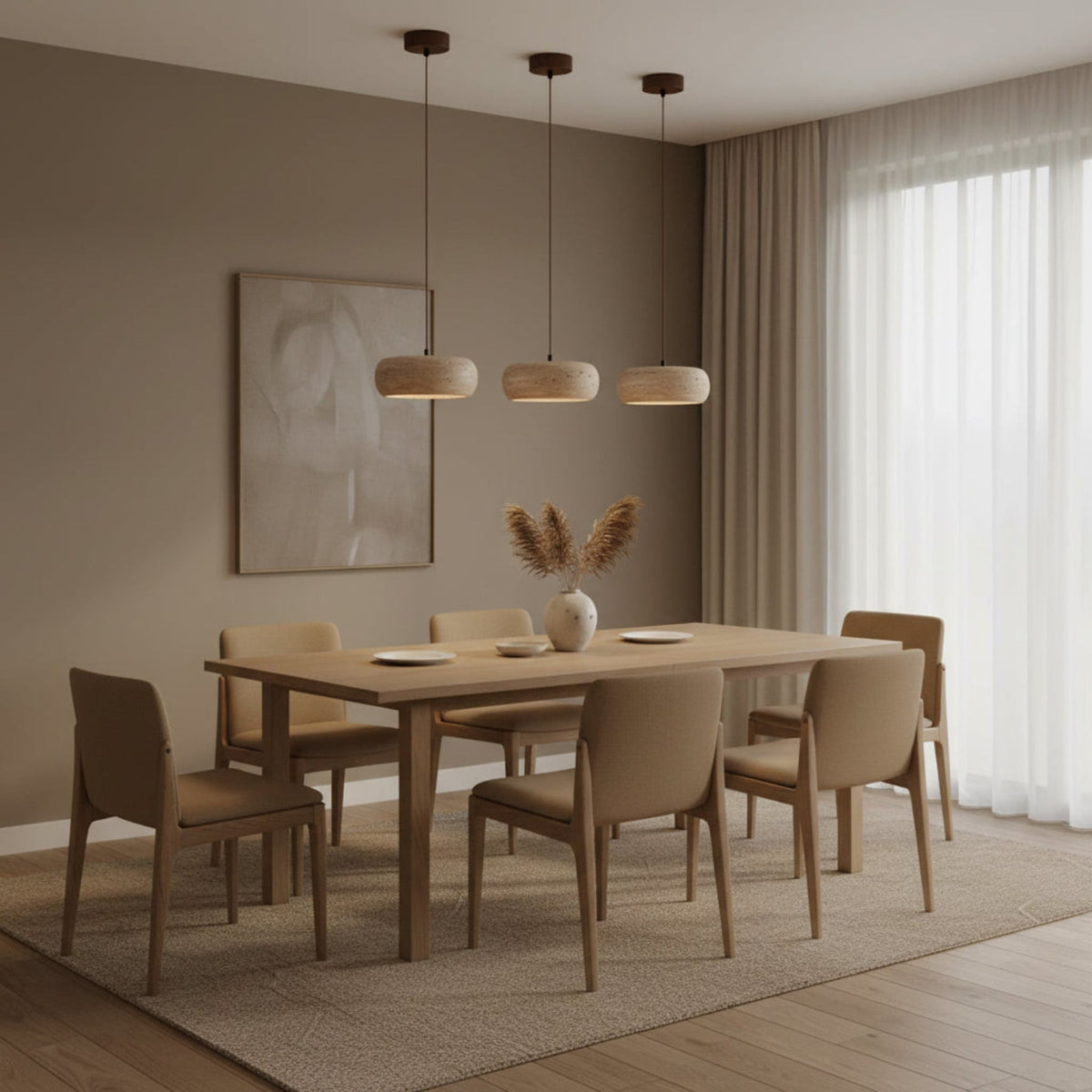 Travertin Hanglamp Met Slank Profiel En Dimbare Lichtkleuren Voor Moderne Ruimtes