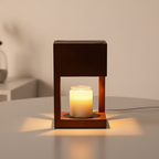Houten Tafellamp met Warme LED‑Sfeerverlichting en Waxverwarmer