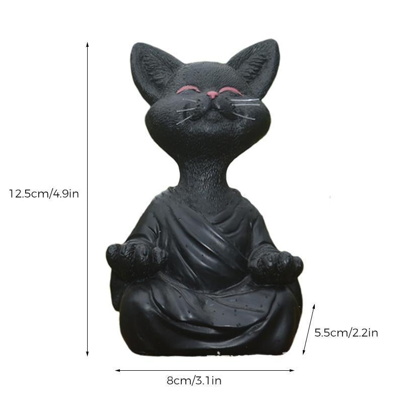 Meditatie Kat Beeldje van Resin met Symbolische Betekenis