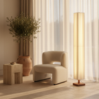 Japanse Vloerlamp met Houten Basis en Zachte Warme Sfeerverlichting