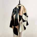 Omkeerbare Ponchosjaal Met Geometrisch Patroon Voor Herfst En Winter