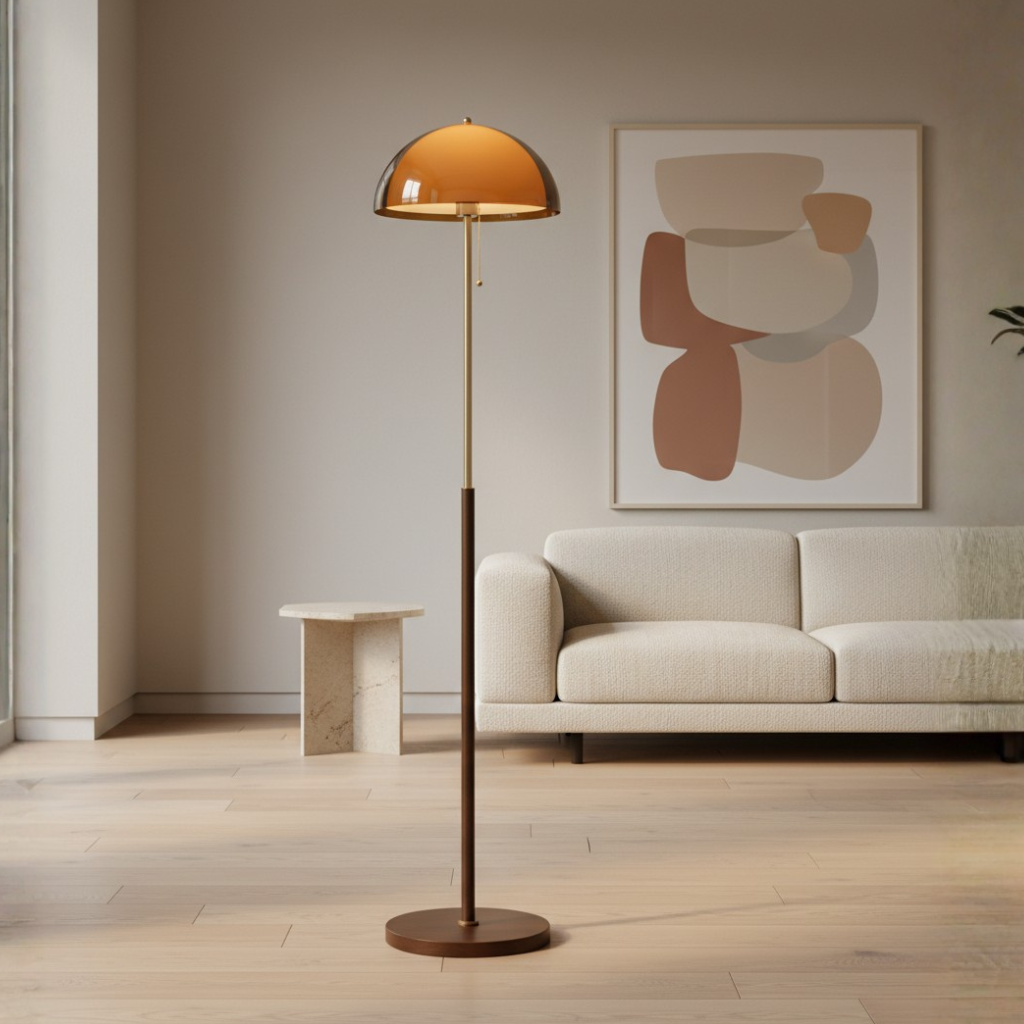 Vloerlamp met Acryl Koepel en Slanke Stijlvolle Basis