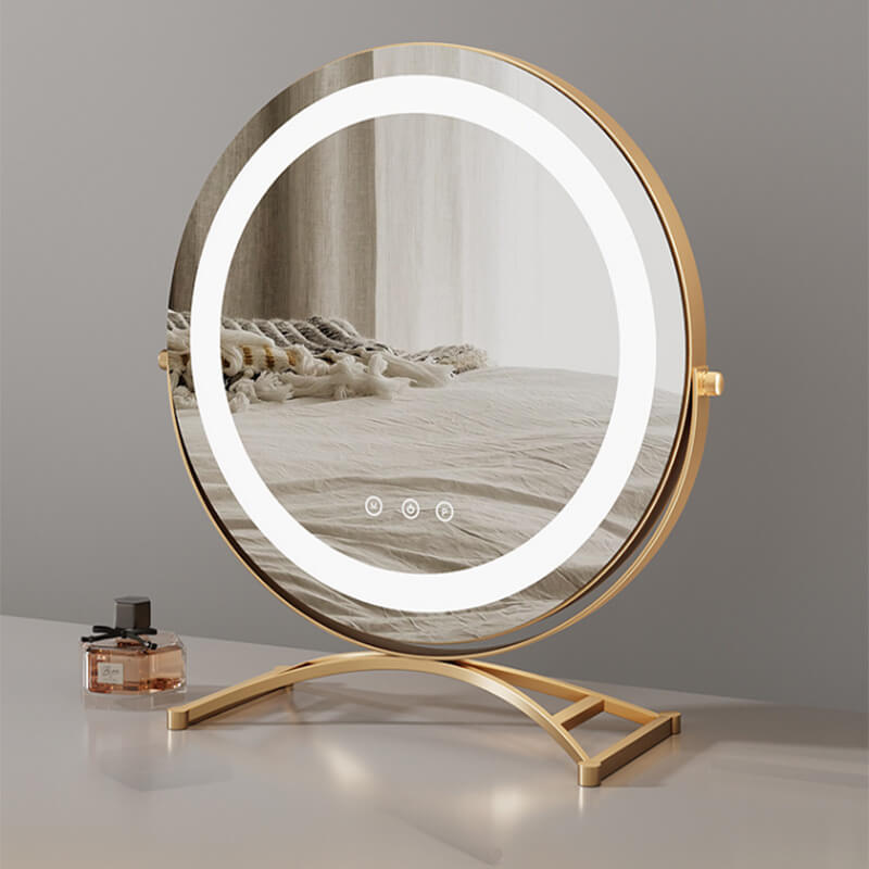 Make-upspiegel met Dimbare LED-Rand en Draaibaar Frame voor Kaptafel