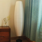 Scandinavische Rijstpapier Vloerlamp met Houten Voet