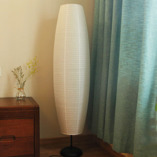 Scandinavische Rijstpapier Vloerlamp met Houten Voet