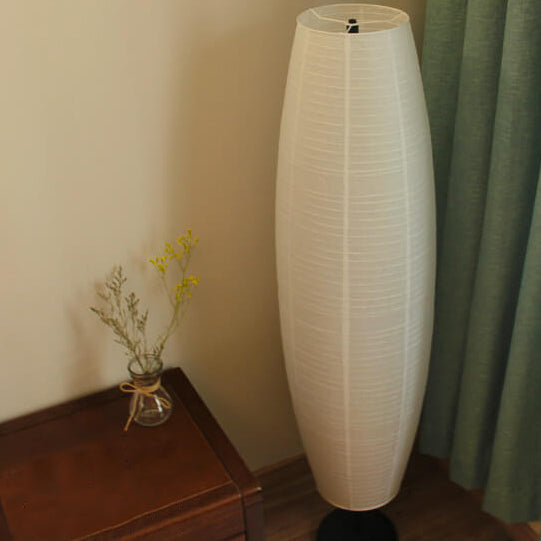 Scandinavische Rijstpapier Vloerlamp met Houten Voet