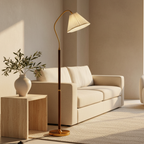 Japanse Vloerlamp met Houten Basis en Zachte Warme Sfeerverlichting