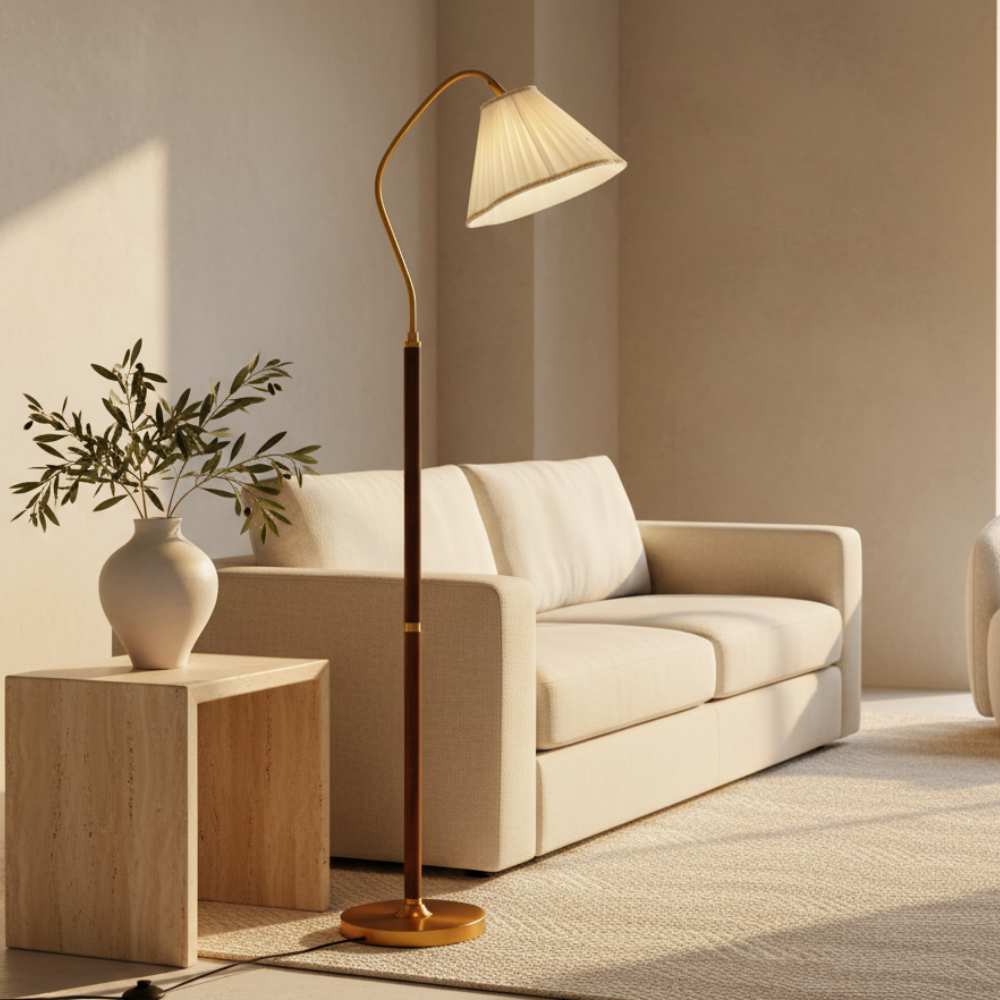 Japanse Vloerlamp met Houten Basis en Zachte Warme Sfeerverlichting