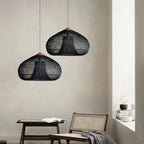 Rieten Hanglamp Met Handgevlochten Kap En Zachte Natuurlijke Lichtspreiding