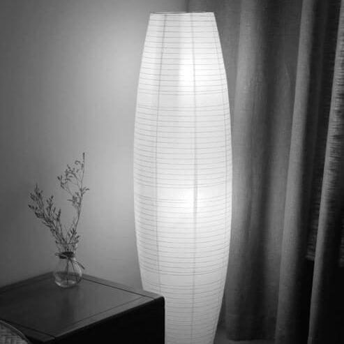 Scandinavische Rijstpapier Vloerlamp met Houten Voet