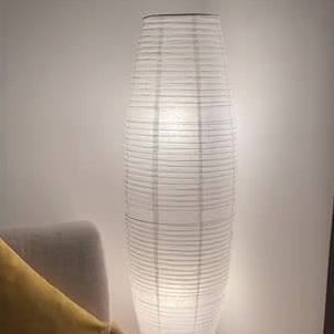 Scandinavische Rijstpapier Vloerlamp met Houten Voet