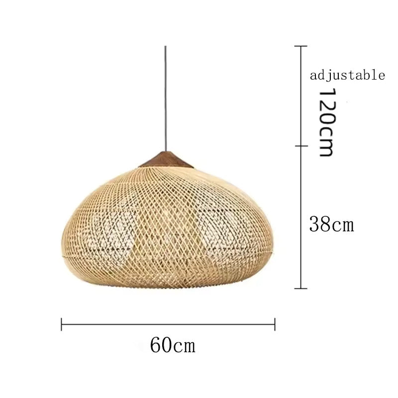 Rieten Hanglamp Met Handgevlochten Kap En Zachte Natuurlijke Lichtspreiding