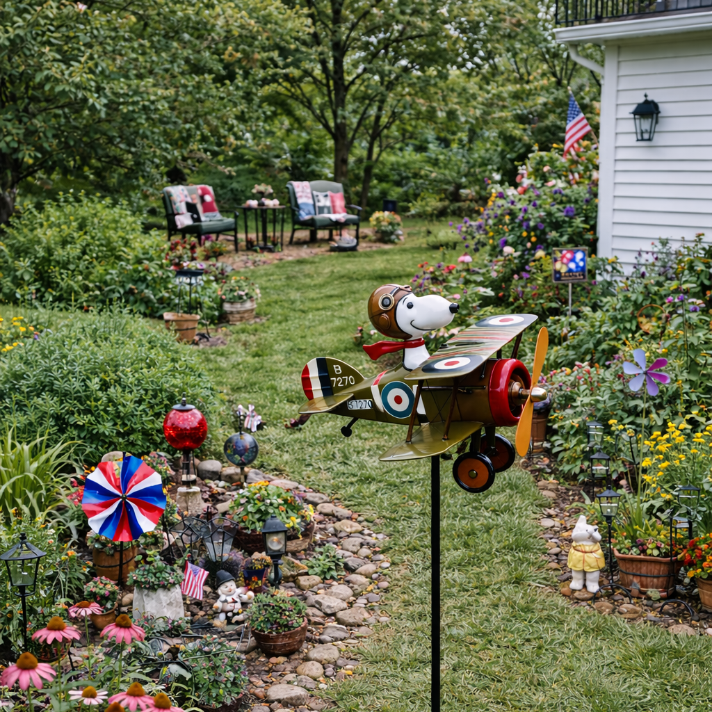 Speelse Tuinwinddecoratie met Draaiende Beweging