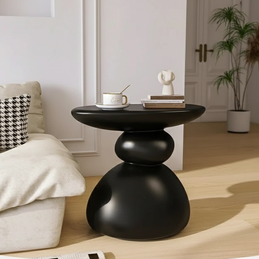 Ronde Bijzettafel met Minimalistisch Ontwerp en Stevige Moderne Steenlook