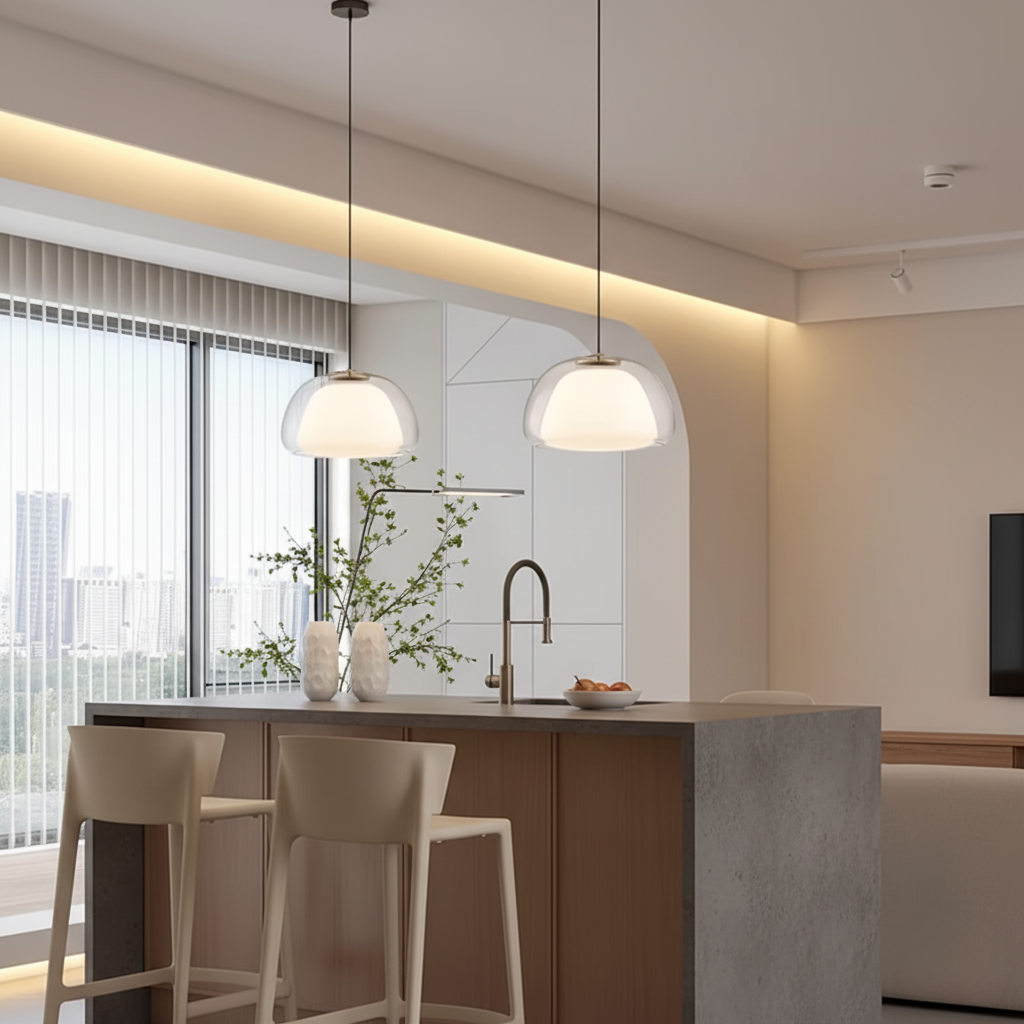 Hanglamp met Glazen Koepel en Verstelbare Ophanging