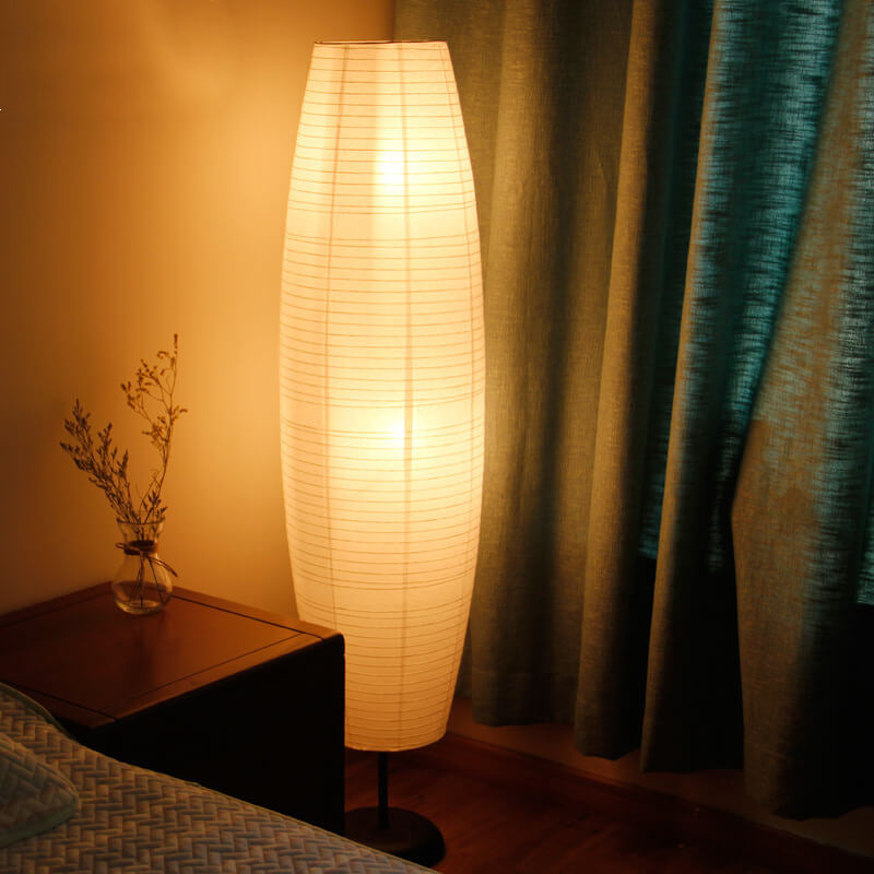 Scandinavische Rijstpapier Vloerlamp met Houten Voet