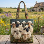 Handgequilt Schapen Tote met Ambachtelijke Constructie en Duurzame Draagkracht