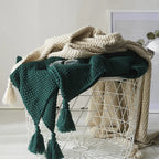 Gebreide Plaid van Wol met Kwasten voor Bank en Bed