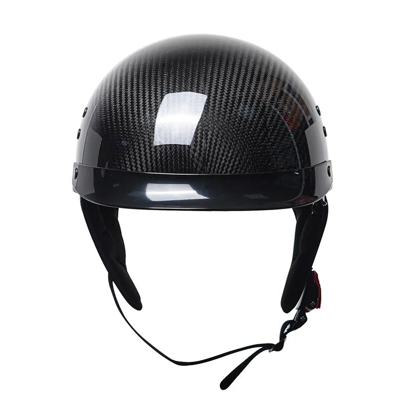 Carbon Half‑Face Motorhelm met Lichtgewicht Constructie en Veiligheidscertificering