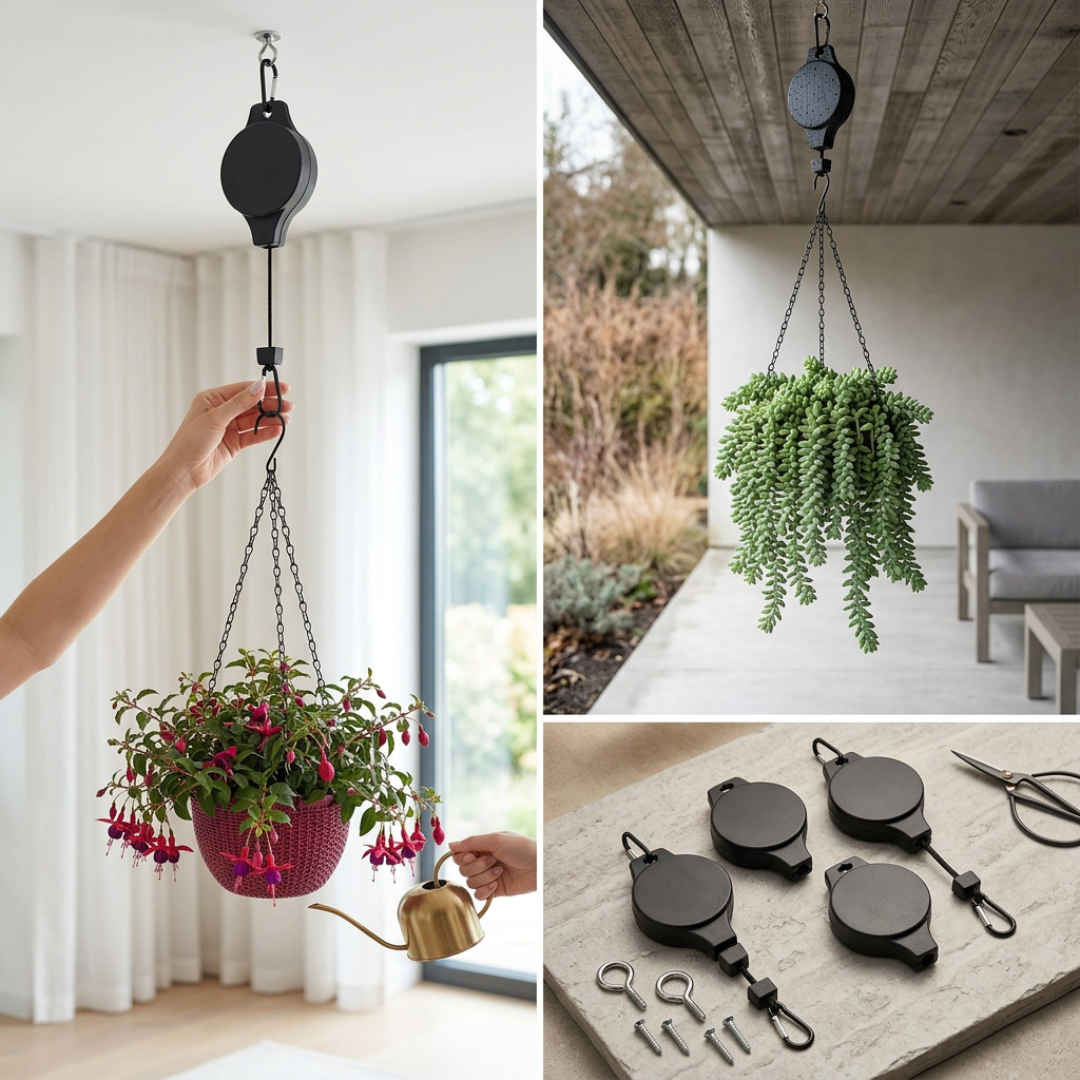 Plantenhanger Met Katrolsysteem Voor Eenvoudige Verzorging Van Hangplanten