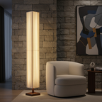 Japanse Vloerlamp met Houten Basis en Zachte Warme Sfeerverlichting