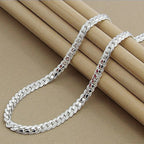 Schakelketting van Sterlingzilver voor Dames met Vlakke Schakels