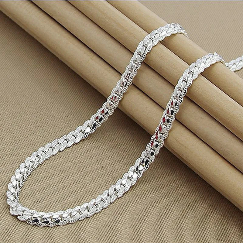 Schakelketting van Sterlingzilver voor Dames met Vlakke Schakels