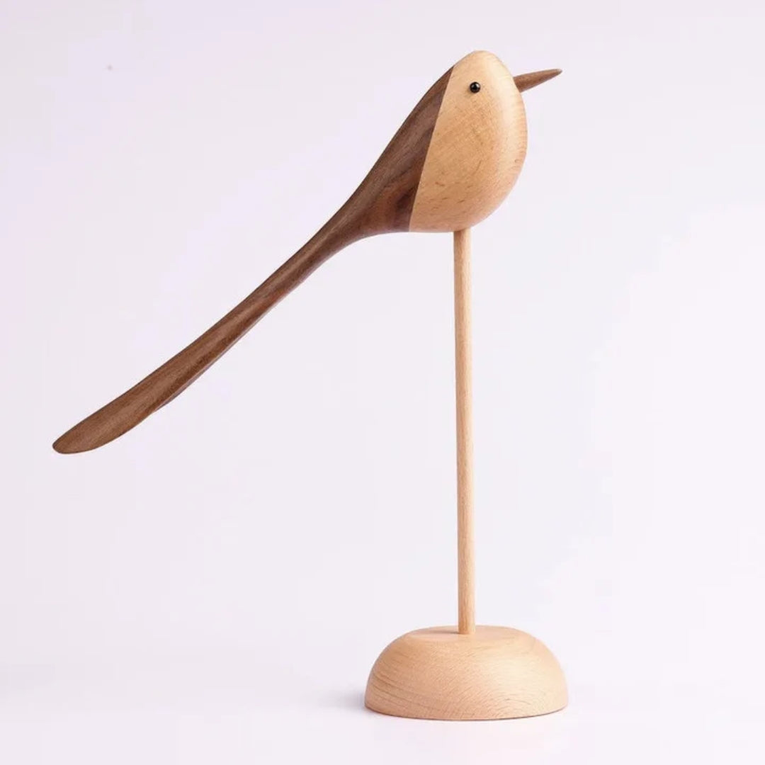Scandinavische Houten Vogelsculpturen – Set van 2