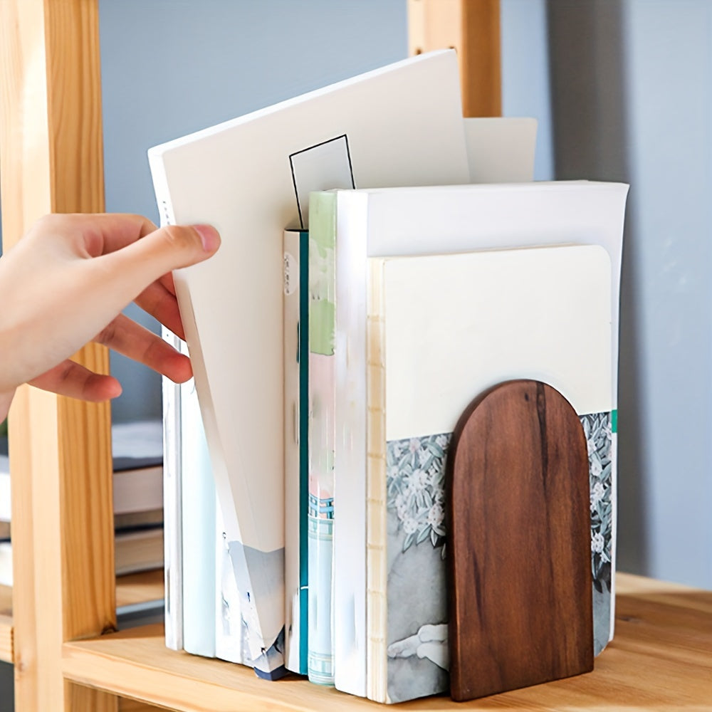 Houten Boekensteun met Massieve Constructie en Stabiele Basis