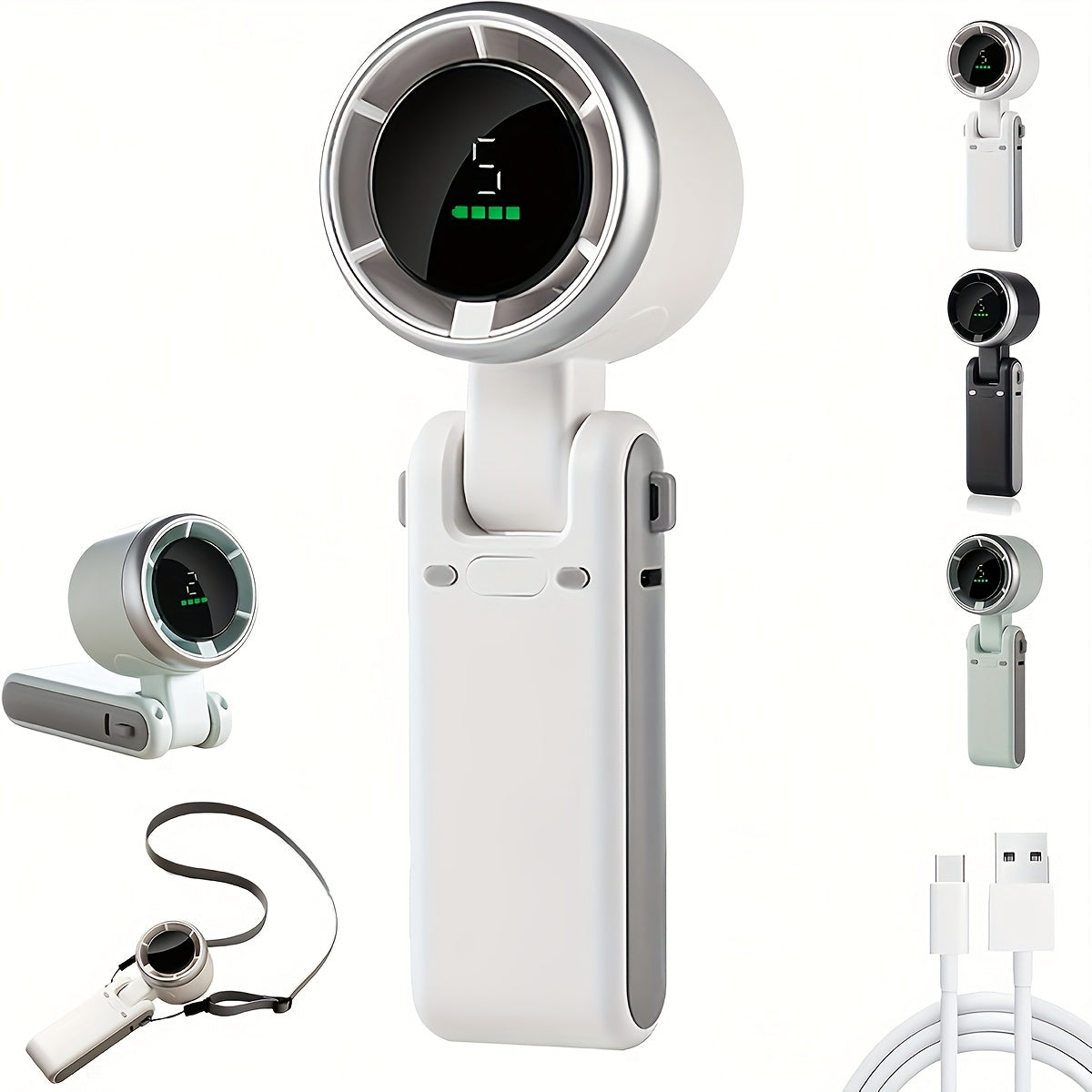 Turbo Handventilator met 3‑in‑1 Functie en Vijf Snelheden