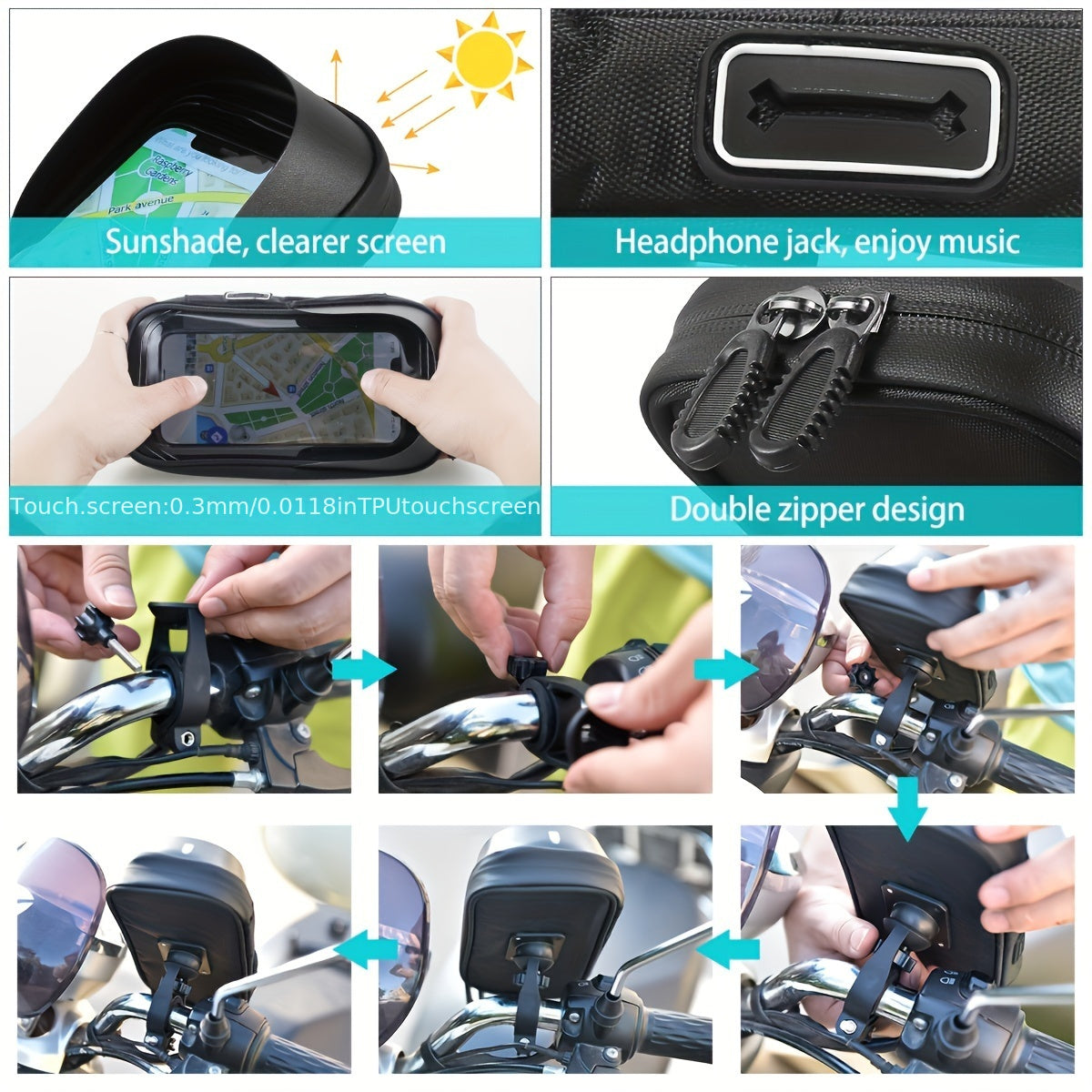 Waterdichte Telefoonhouder Met 360° Rotatie Voor Fiets, Motor En E-Bike Ritjes