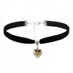 Choker van Fluweel met Hartvormige Hanger en Verlengketting