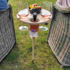 Opvouwbare houten picknickhouder voor fles en glazen