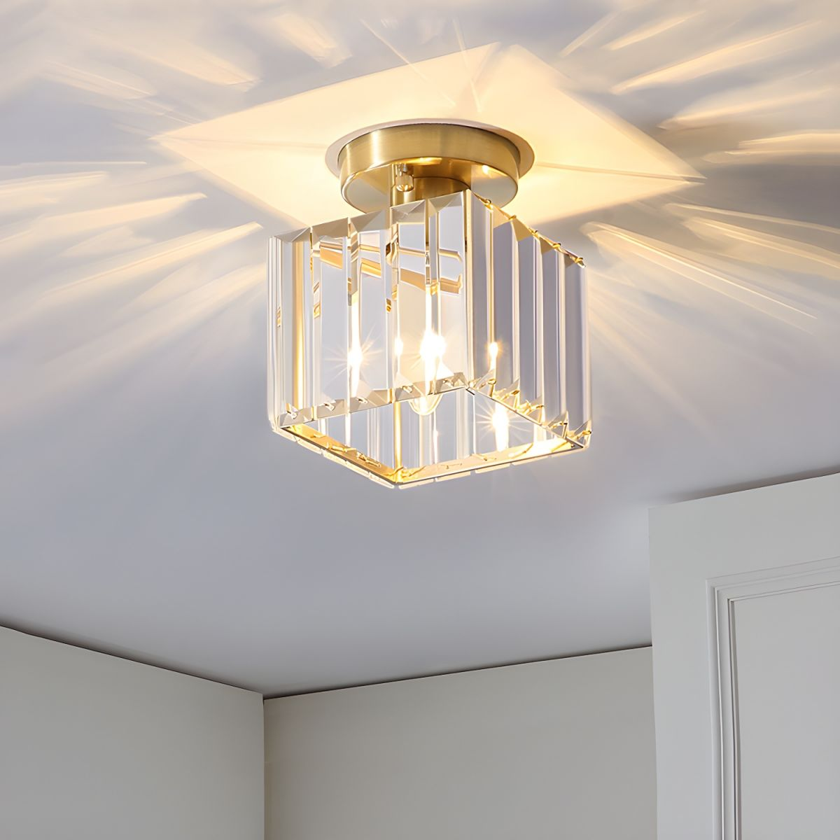 Inbouw Plafondlamp Met Kristalglas En Compact Ontwerp Voor Heldere Gangverlichting