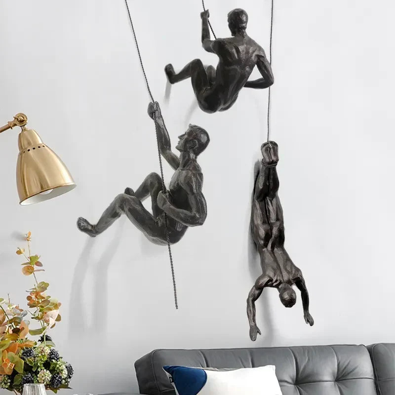 Wanddecoratie Set Met Hars Sculpturen En Dynamisch Klimontwerp
