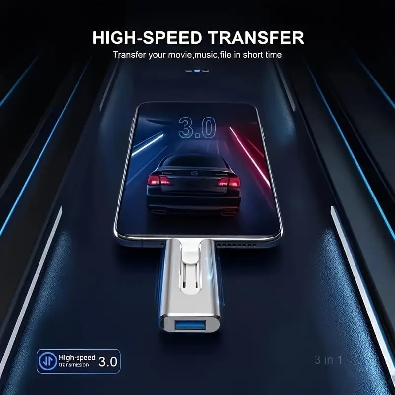 4-in-1 USB-Stick met Lightning USB-C Micro USB en USB-A