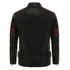 Bikerjack voor Heren van Imitatieleer met Rits en Streepdetails