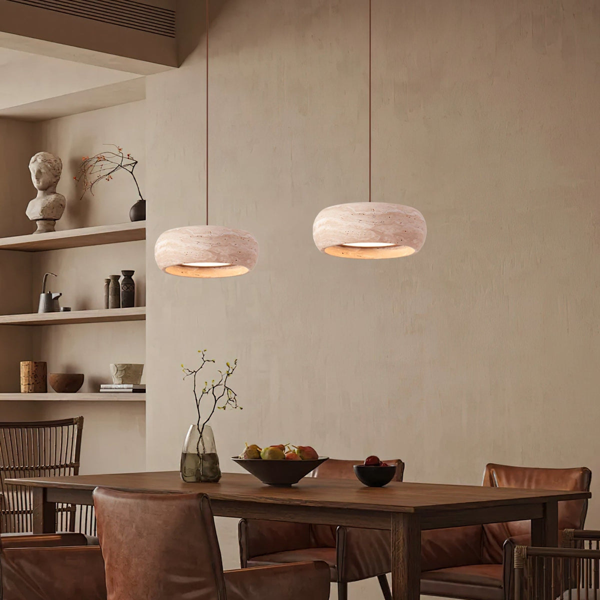 Travertin Hanglamp Met Slank Profiel En Dimbare Lichtkleuren Voor Moderne Ruimtes