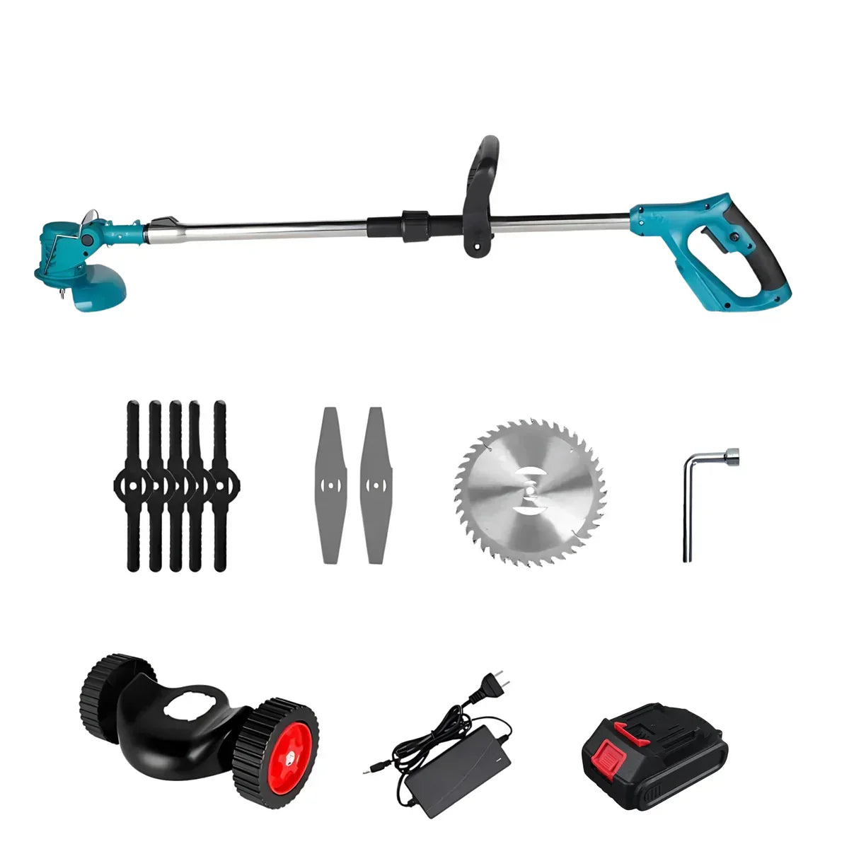 Draadloze 36V Grastrimmer met Wielen voor Efficiënt Tuinonderhoud