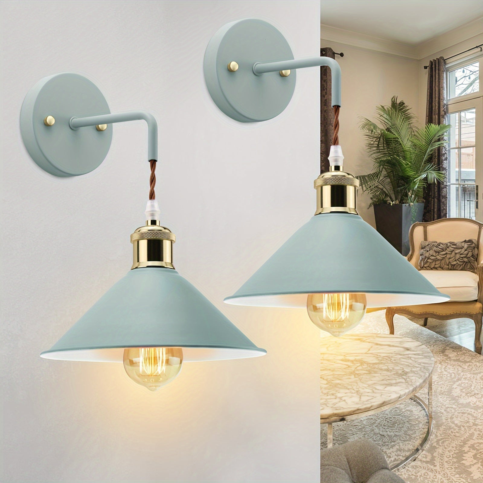 Metalen wandlampenset met industriële afwerking en E26-fitting