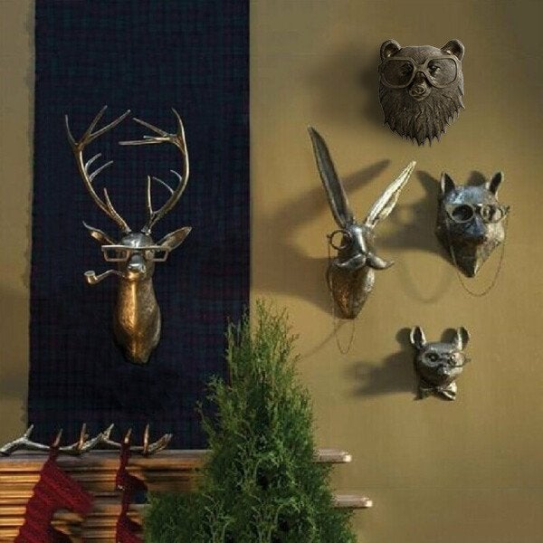 Decoratieve Dierenkop Wandobject van Hars met Expressief Ontwerp